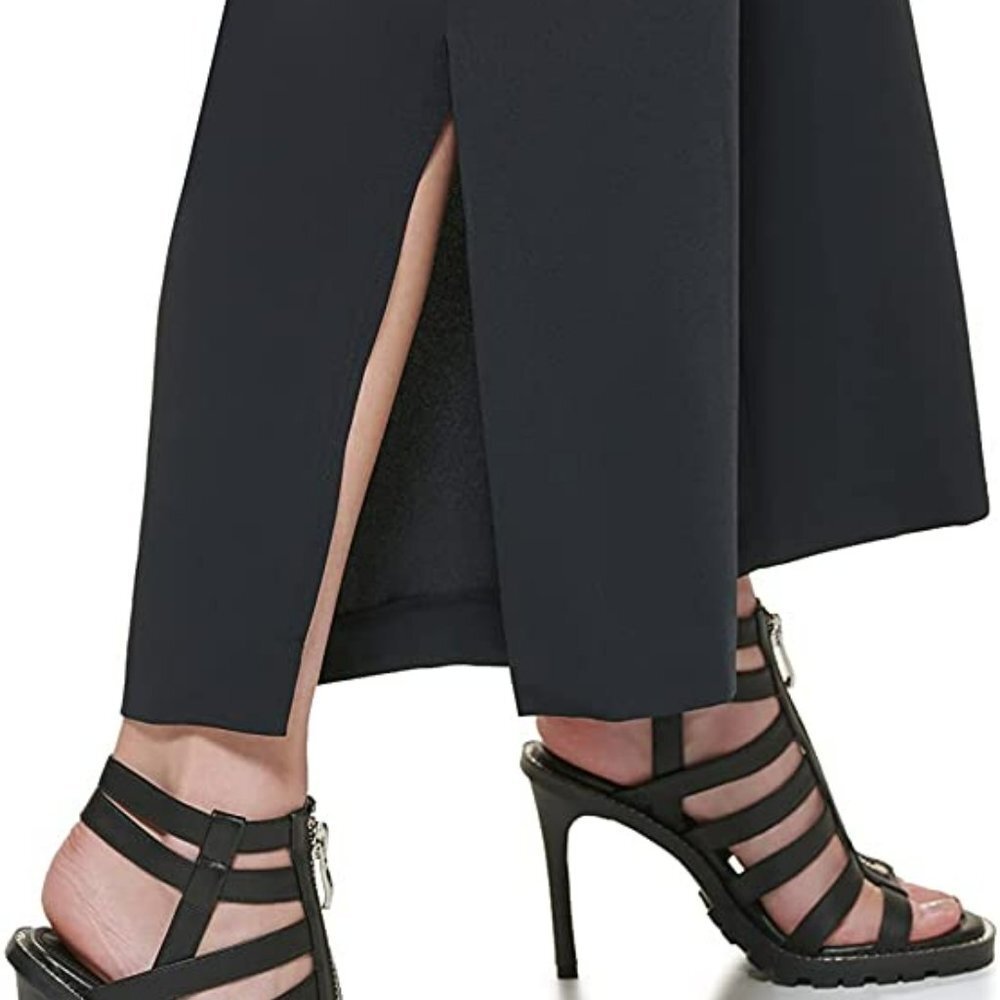 DKNY Black Side-slit crop wide-leg pant, Size 12, NWOT - Picture 2 of 6